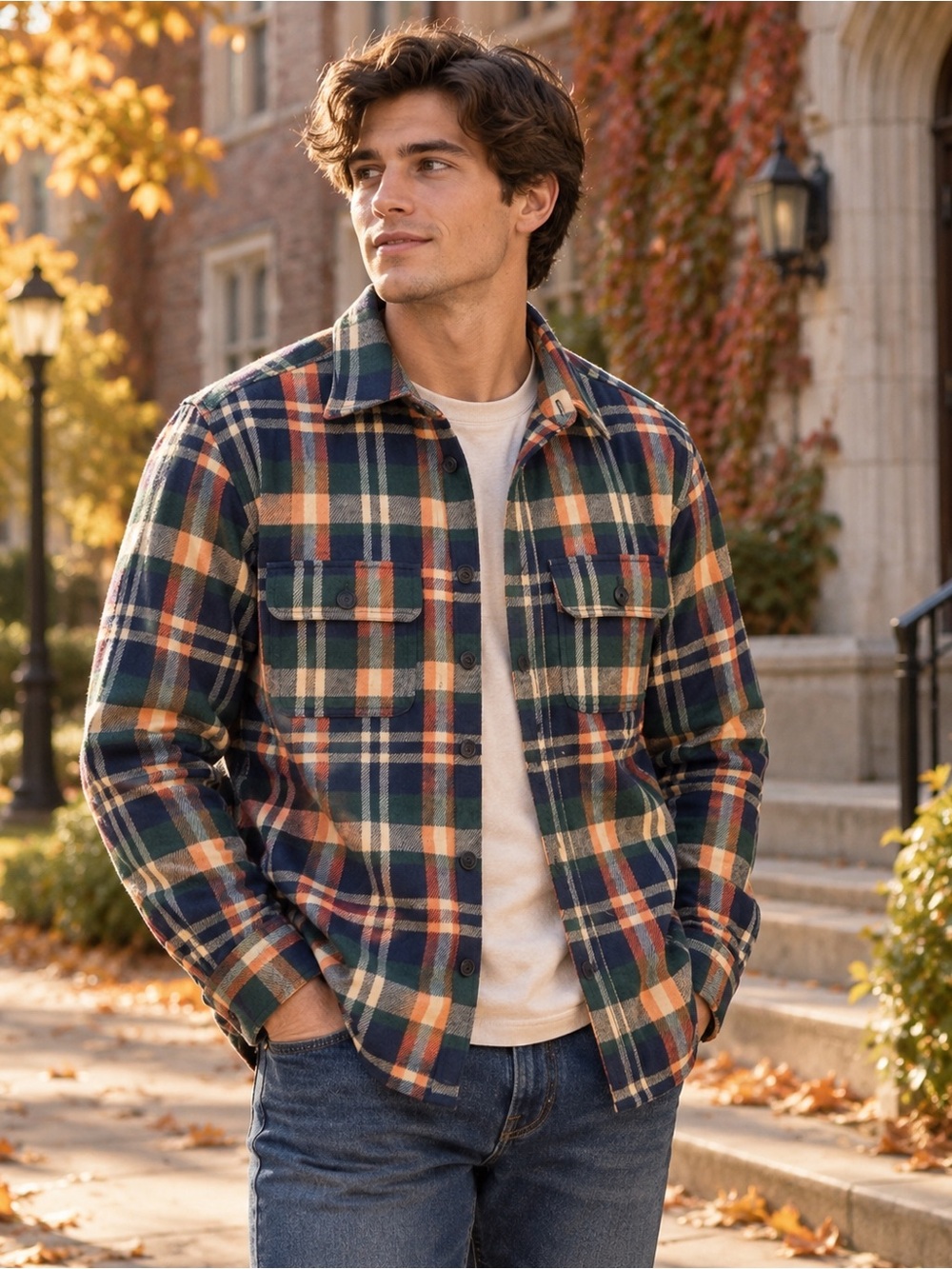 Zara Men Plaid Flannel Overshirt Shacket Fall Academia Size Medium